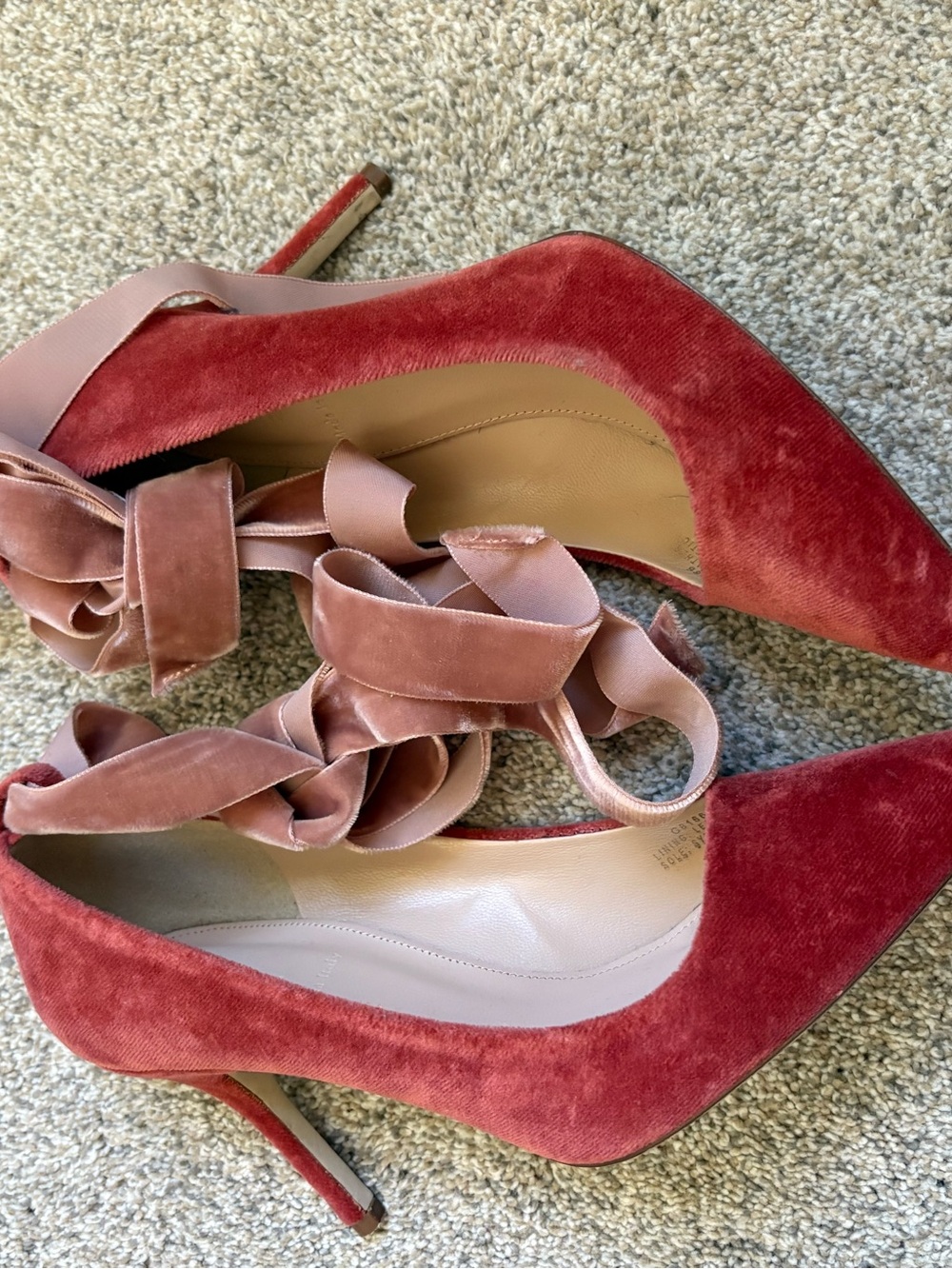 J.Crew - Women’s Elsie Velvet Ankle-Wrap Pumps - Rust Blush Pink - Size 6.5 - Picture 8 of 11